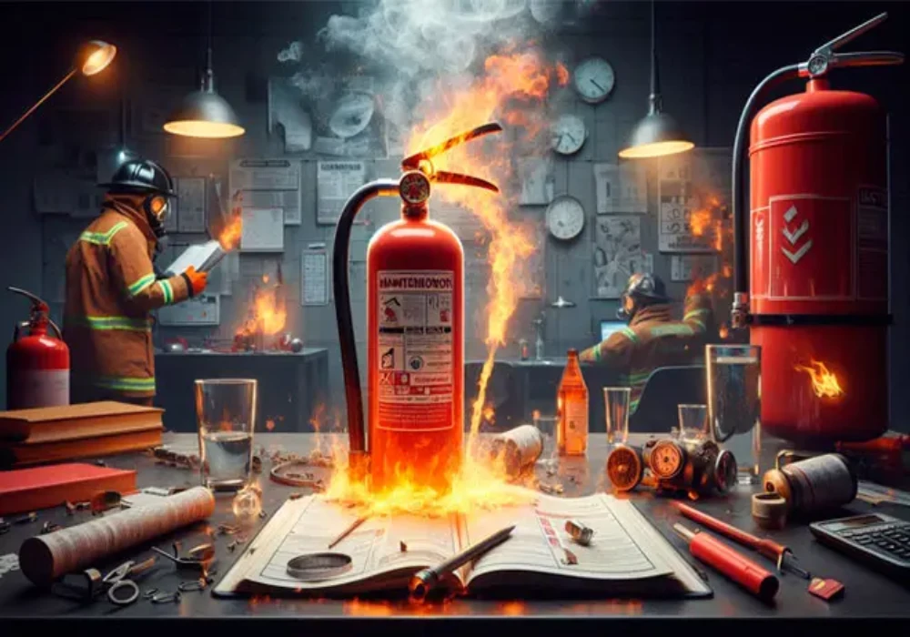 extintor listo para apagar incendio en oficina de trabajo (1)